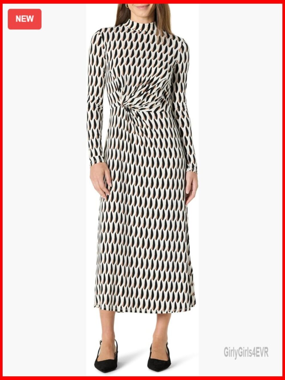 Women's Fit and Flare Long-Sleeved Maxi Dress